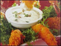Camarones Empanizados en Salsa de Estragón 